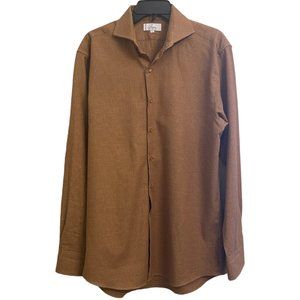 Arnau Barcelona 1930 Size L Shirt Men Long Sleeve Flannel Button Up Cotton Tan